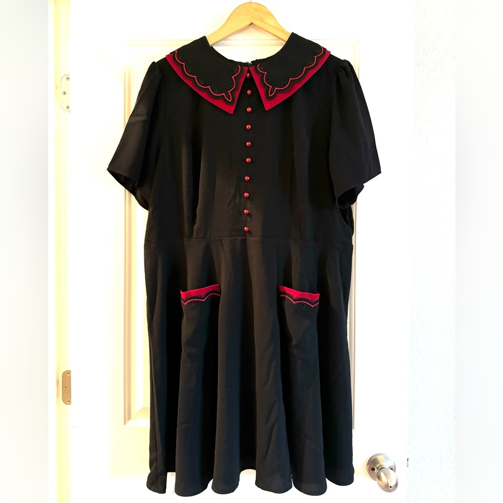 Black dress with red accents
